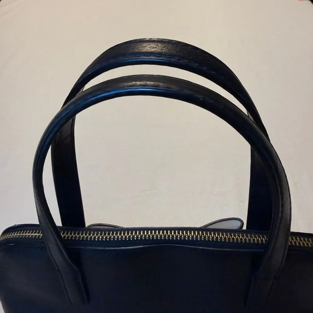 Kate Spade New York | Black Leather Purse | Ivory Bow | Crossbody Bag